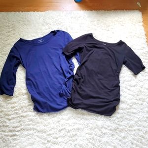 Lot of 2 Medium Motherhood Maternity Tops Shirt T-Shirt Blue Black